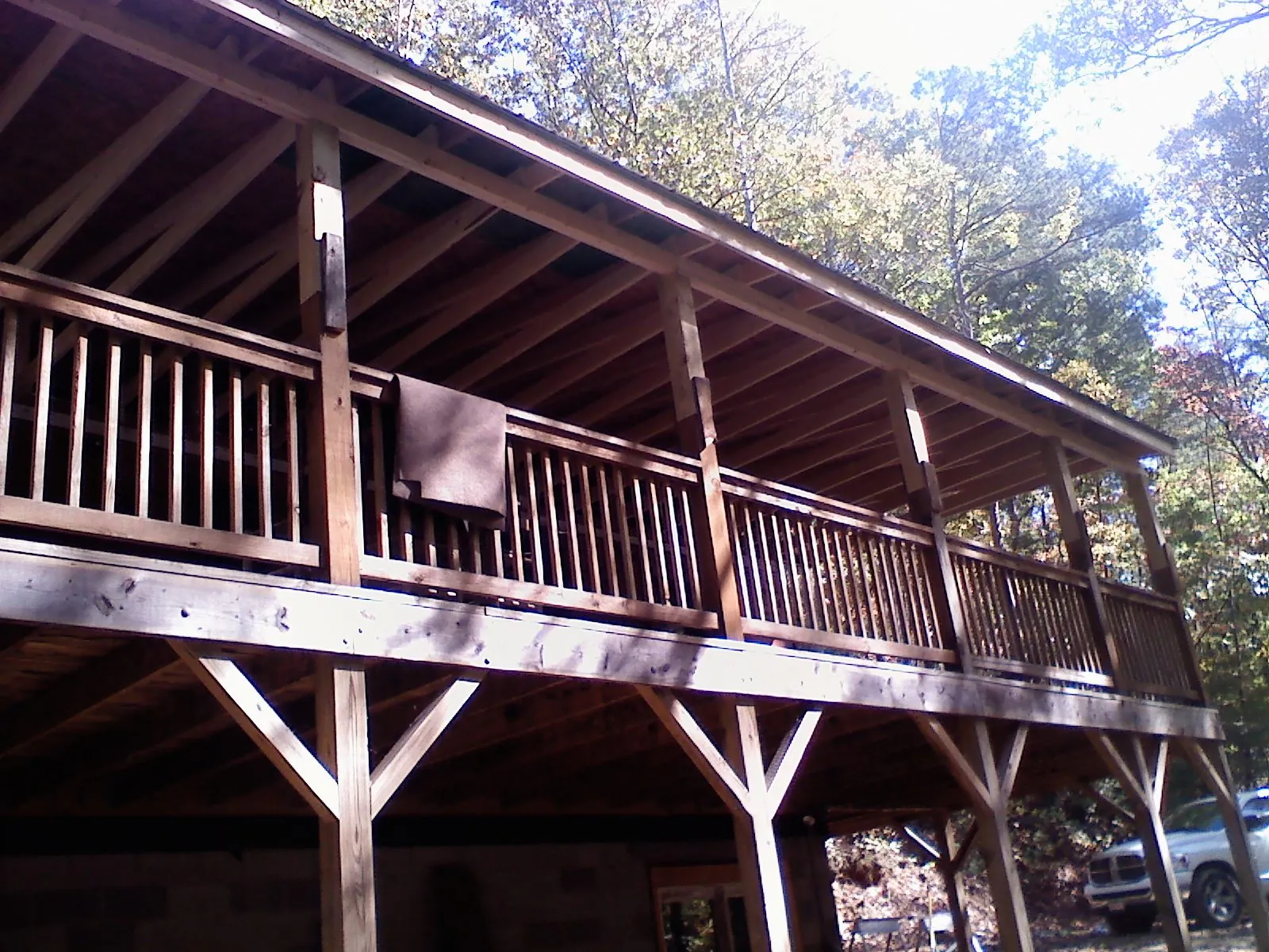Timber framing under a new elevated porch and deck — Roof Leak Repair in Bridgewater by Roofing Brothers